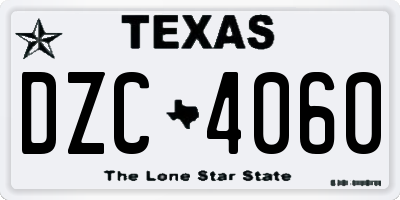 TX license plate DZC4060
