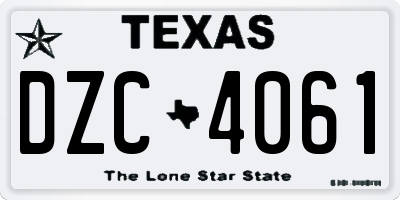 TX license plate DZC4061