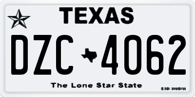 TX license plate DZC4062