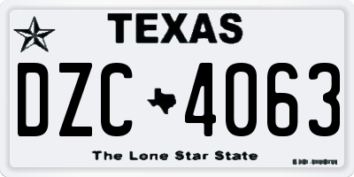 TX license plate DZC4063