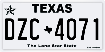 TX license plate DZC4071