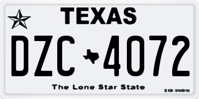 TX license plate DZC4072