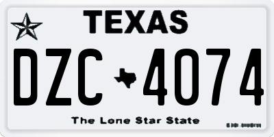 TX license plate DZC4074