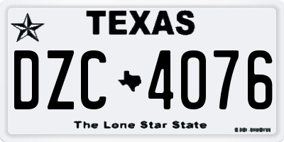 TX license plate DZC4076