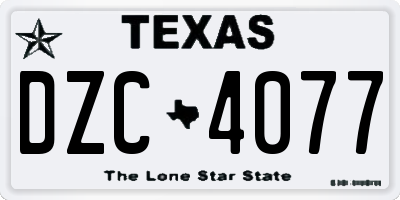 TX license plate DZC4077