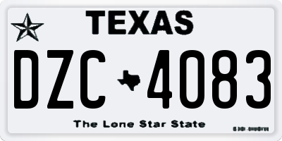 TX license plate DZC4083