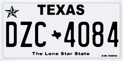 TX license plate DZC4084