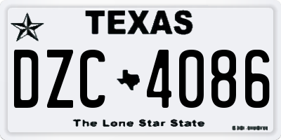 TX license plate DZC4086