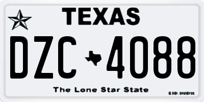 TX license plate DZC4088