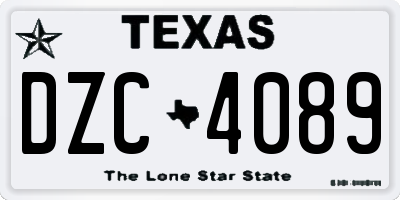 TX license plate DZC4089