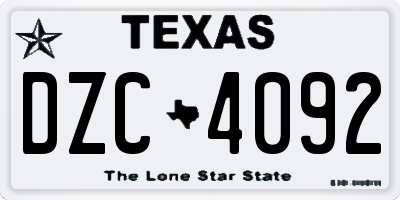 TX license plate DZC4092