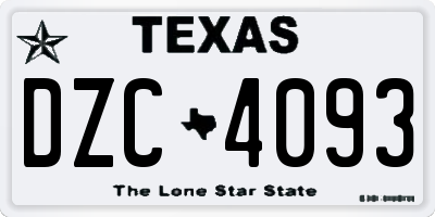 TX license plate DZC4093