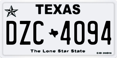 TX license plate DZC4094