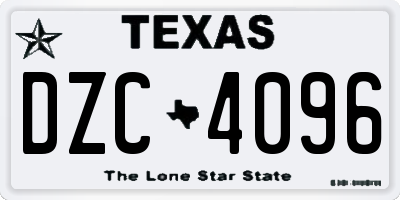 TX license plate DZC4096
