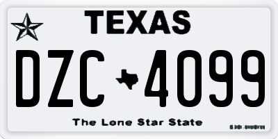 TX license plate DZC4099