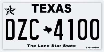 TX license plate DZC4100