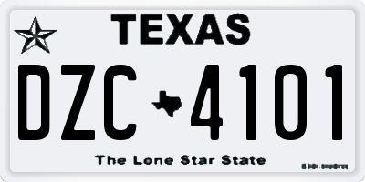 TX license plate DZC4101