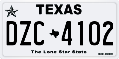 TX license plate DZC4102