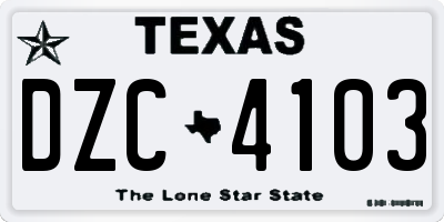 TX license plate DZC4103