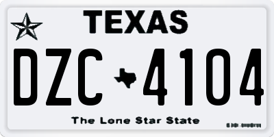 TX license plate DZC4104
