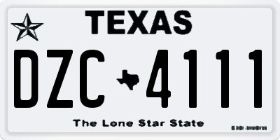 TX license plate DZC4111