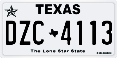 TX license plate DZC4113