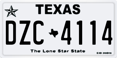 TX license plate DZC4114