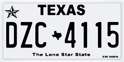TX license plate DZC4115