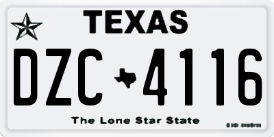 TX license plate DZC4116