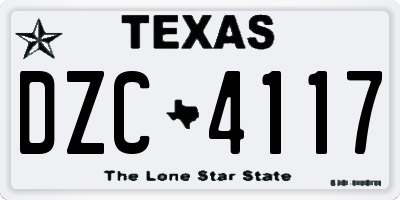 TX license plate DZC4117