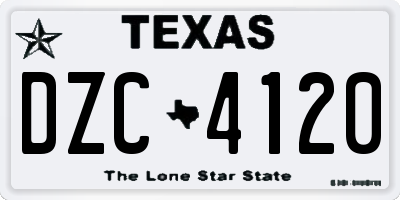 TX license plate DZC4120