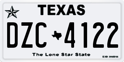 TX license plate DZC4122