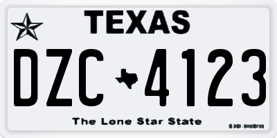 TX license plate DZC4123