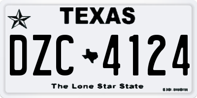 TX license plate DZC4124