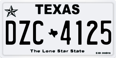 TX license plate DZC4125