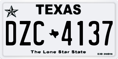 TX license plate DZC4137
