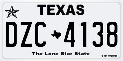 TX license plate DZC4138