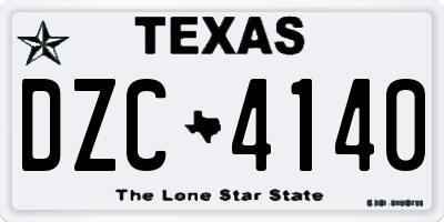 TX license plate DZC4140
