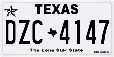 TX license plate DZC4147