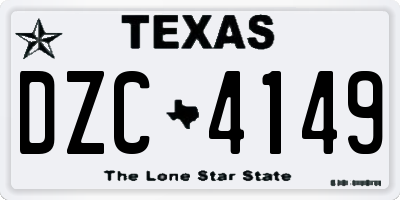 TX license plate DZC4149
