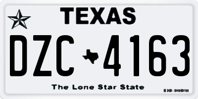 TX license plate DZC4163
