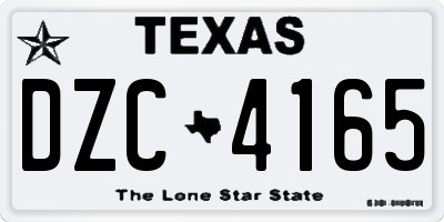 TX license plate DZC4165