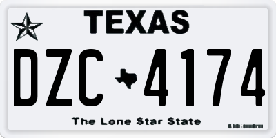TX license plate DZC4174