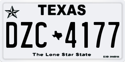 TX license plate DZC4177
