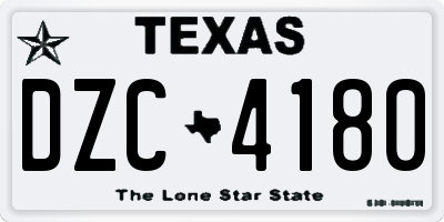 TX license plate DZC4180