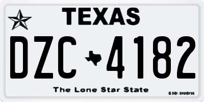 TX license plate DZC4182