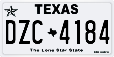 TX license plate DZC4184