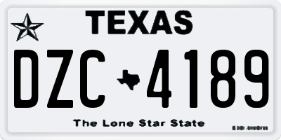 TX license plate DZC4189