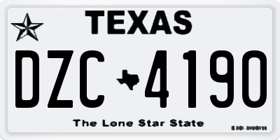 TX license plate DZC4190