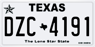TX license plate DZC4191